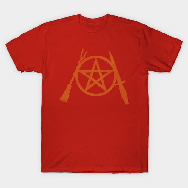 Griffin Fire Pent, Besom & Blade T-Shirt by QAFWarlock